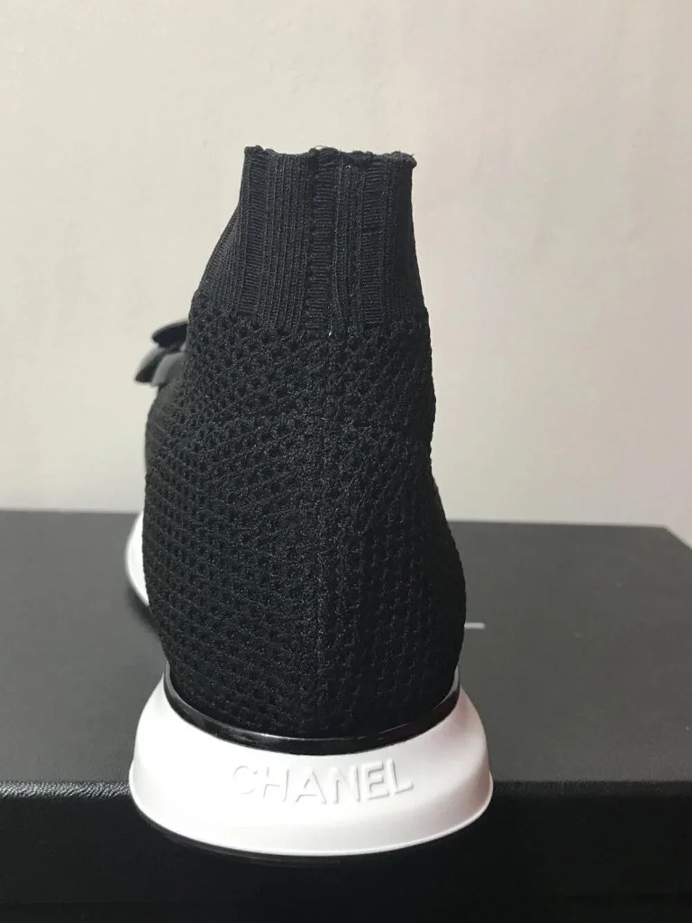 CHANEL Sock Sneakers with Camellia, 37.5